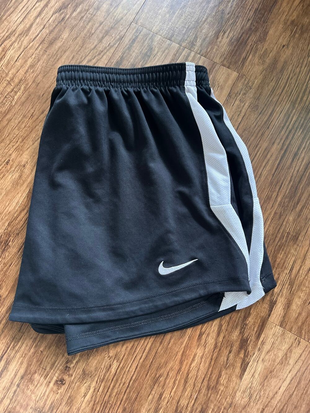 Nike Stock Elite Lacrosse Shorts Black White Mesh Side Stripe Athletic